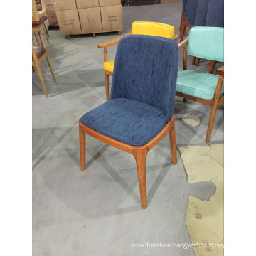 High Quality Blue Fabric Restaurant Chair with Wood Legs